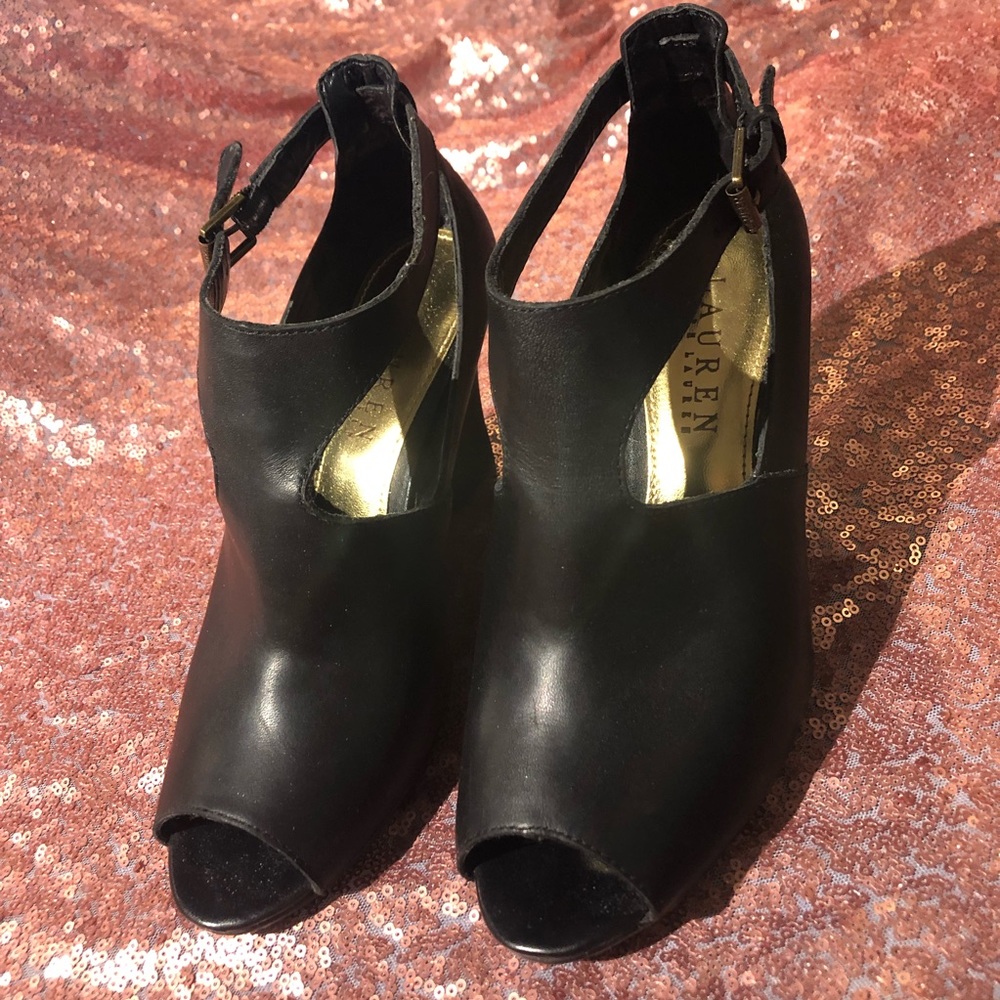 Ralph Lauren peep toe wedges